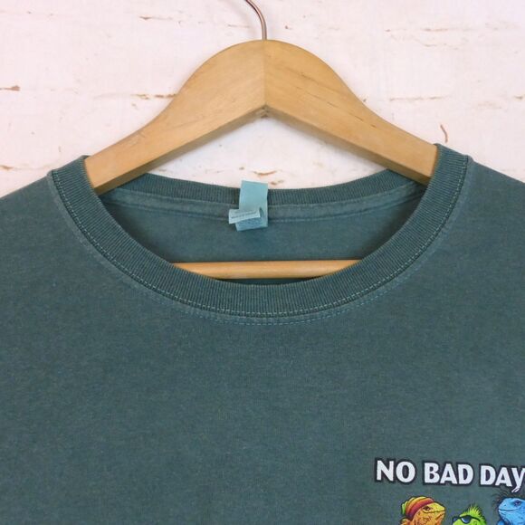 Cabo San Lucas Mexico T Shirt Mens L Green No Bad Days Lizard Graphic Jerzees - Picture 4 of 13